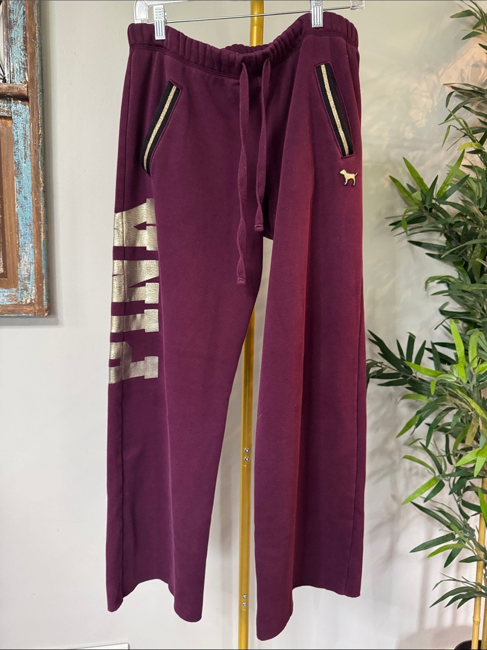 Victoria's Secret PINK Maroon Wide-Leg Sweatpants M